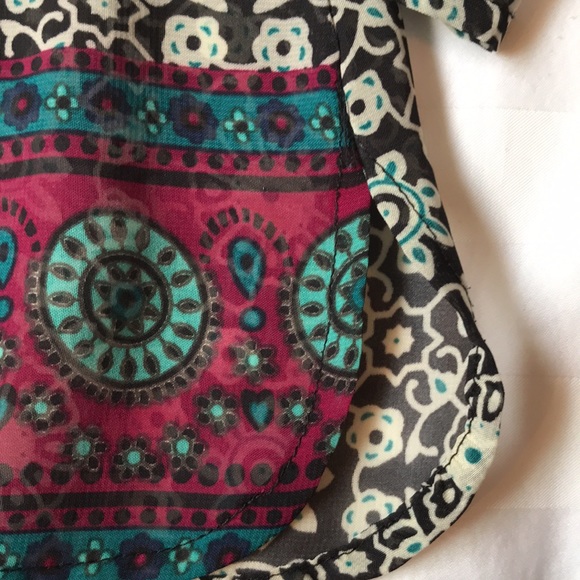 Free with a bundle band collar semi sheer roomy medallion print tunic/shirt EUC - Picture 4 of 7